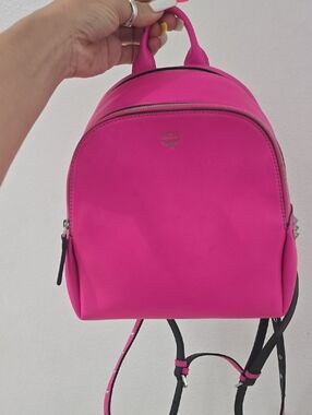 MCM Mini Backpack in Vibrant Hot Pink - MCM